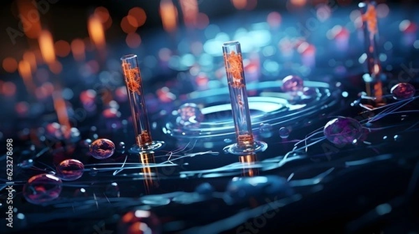 Fototapeta Unveiling the Microscopic World: Exploring Bacterial Cells and Medical Tech Interface