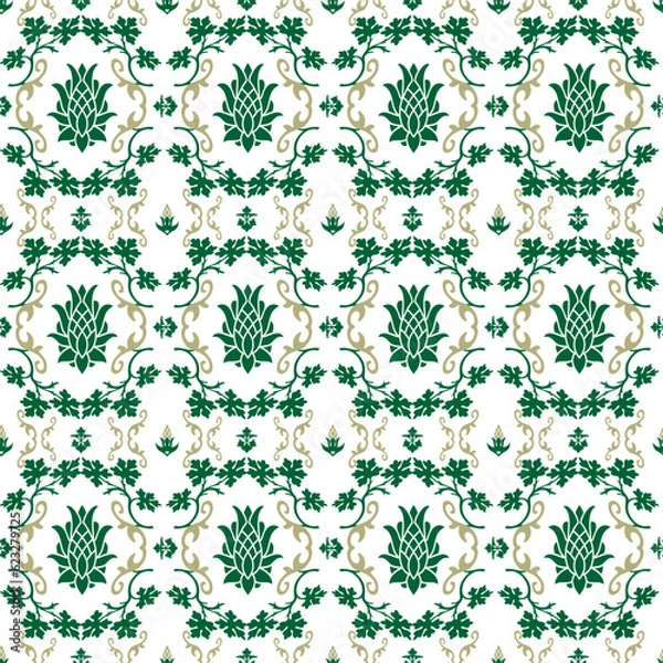 Obraz seamless floral pattern with flowers. green seamless pattern floral