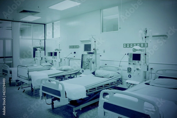 Obraz Patient's bed and diagnostic equipment with modern equipment and comfortable equipped in hospital.