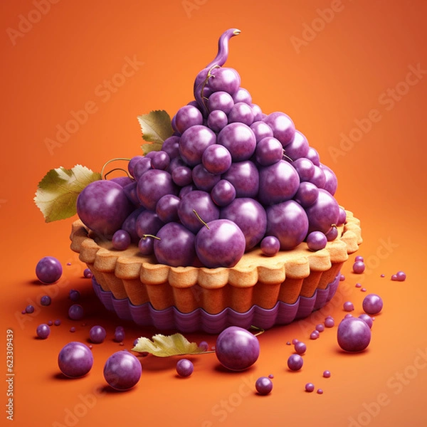 Fototapeta 3d illustration of grape pie shape