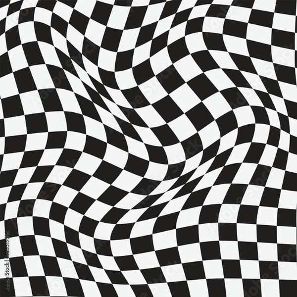 Fototapeta abstract seamless black white checkered wave pattern vector.