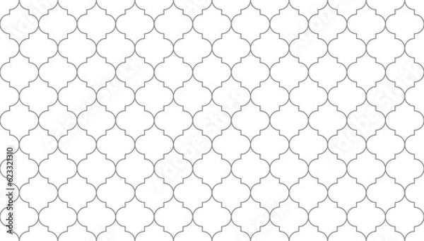 Fototapeta Grey line moroccan trellis seamless pattern. Vector Repeating Texture.