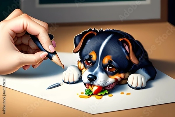 Obraz a dog lying down. Generative AI