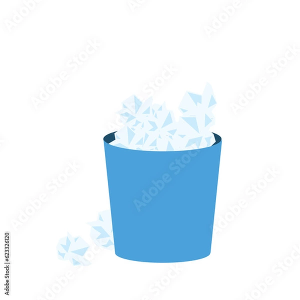 Fototapeta 紙屑がたまったゴミ箱