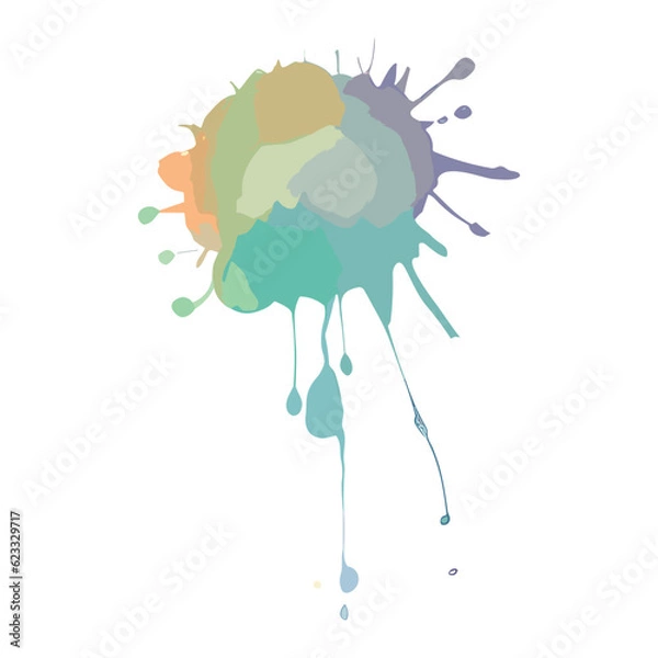 Fototapeta Watercolor vector stain, brush, splatter, stain, watercolor, abstract, blue, texture, vector, background, paint, splash, frame,