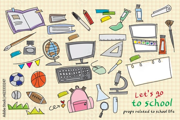 Fototapeta 학교생활에 관련된 소품