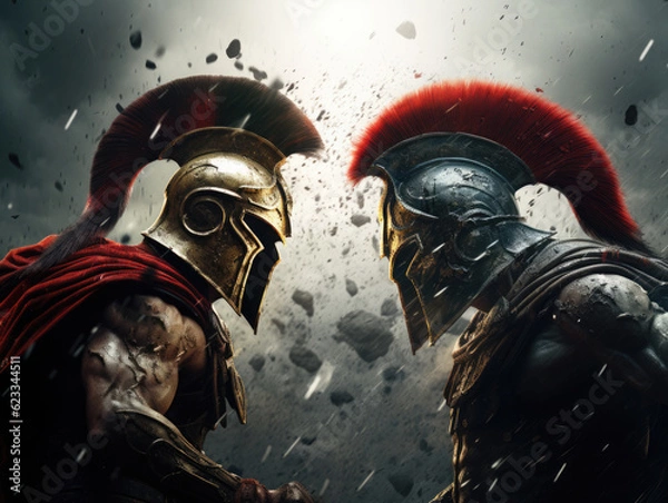 Obraz Fight of two Roman soldiers. Digital art. Generative AI.