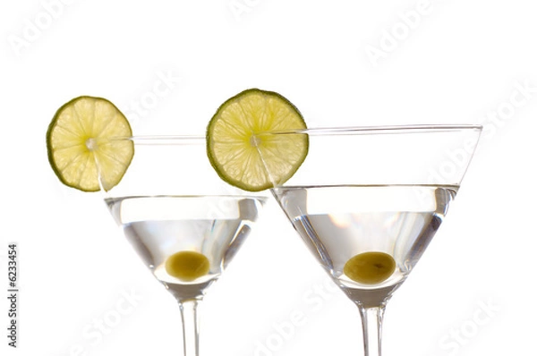 Fototapeta two martini glasses isolated on white