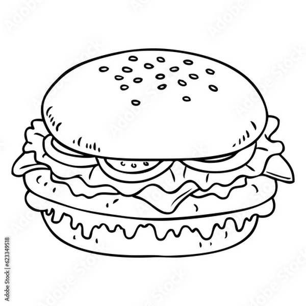 Obraz burger outline vector illustration