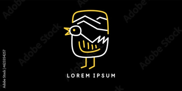 Fototapeta Minimalistic and stylish Bird emblem. Modern printing house. Illustration in a fashionable simple style.