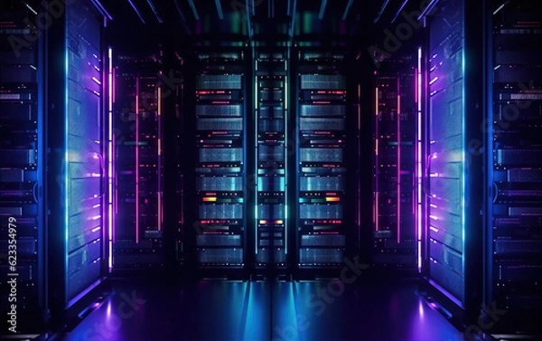 Obraz Computer Server room,created with generative ai tecnology.