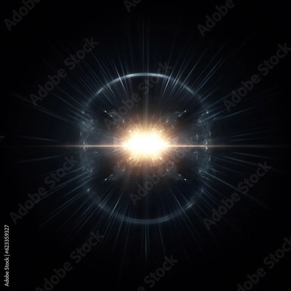 Fototapeta Lens flare design element on black background Generative AI