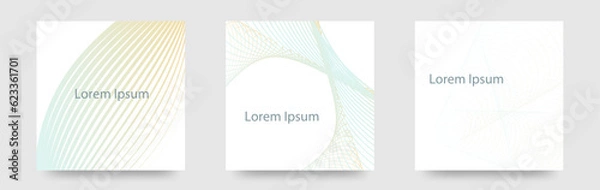 Obraz 優しい色の交差する線のデザイングラデーションカードの　泳ぐ線　3デザインカードセット