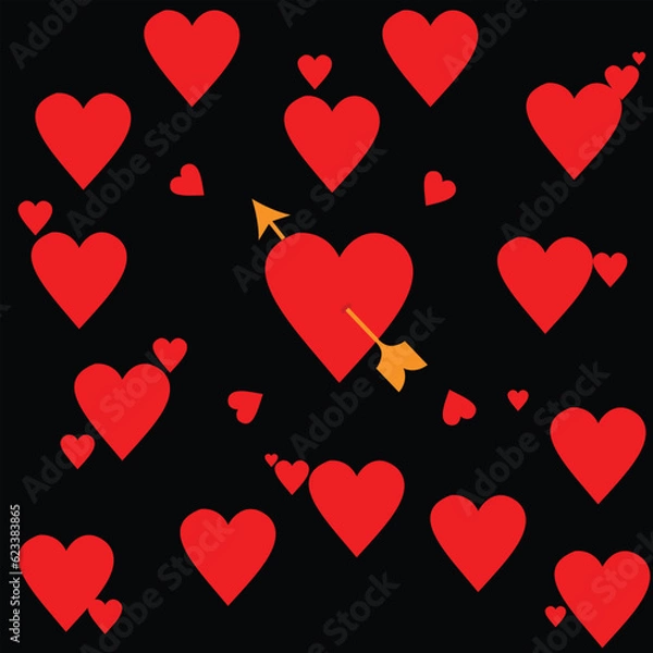 Fototapeta Set of red hearts icons. heart shape abstract background, vector illustration.