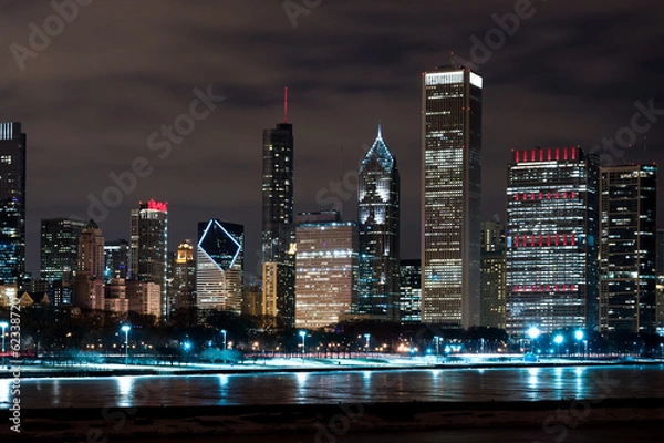 Obraz Chicago Night Skyline