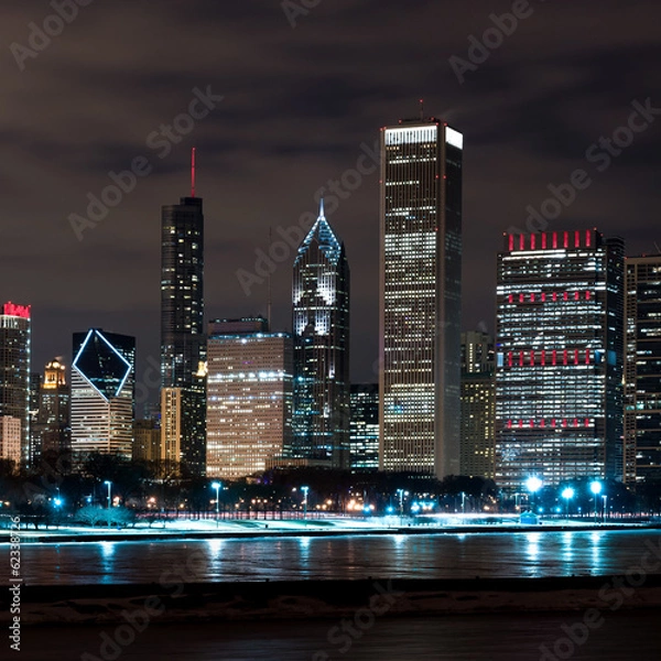 Obraz Chicago Night Skyline