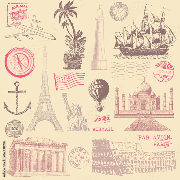 Obraz Elementy projektu Vintage podróży
