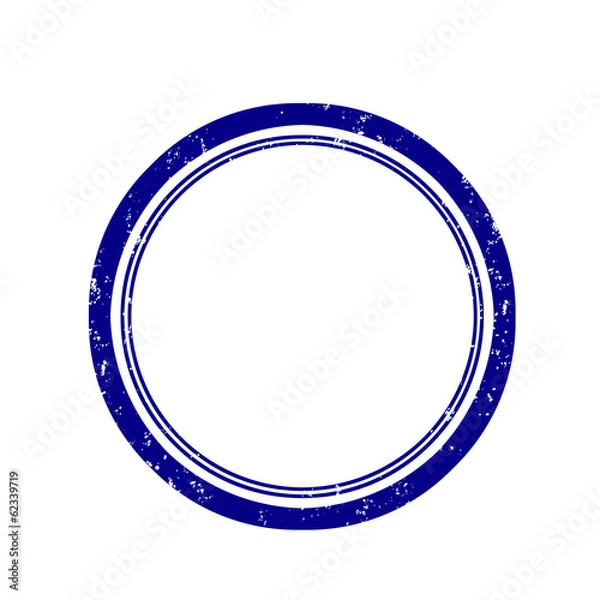 Obraz Empty blue round grunge stamp, vector illustration