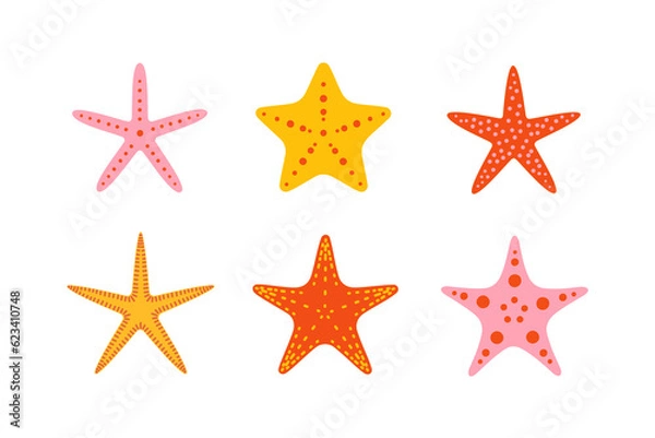 Obraz Cute illustration of starfish for summer design. Starfish design element isolated on white background.
