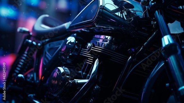 Fototapeta Cyberpunk motorbike with copy space. Generative AI
