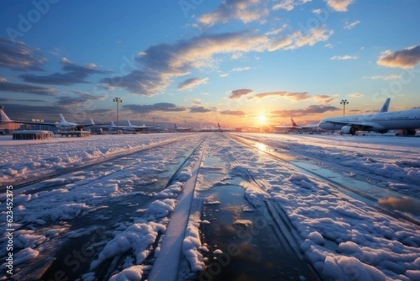 Obraz sunset over the winter landscape
