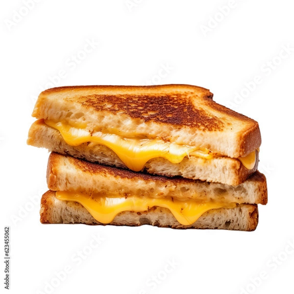 Fototapeta Cut grilled cheese sandwich isolated on a transparent background
