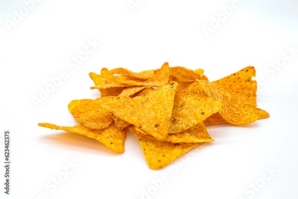Obraz corn nachos isolated on white background doritos concept