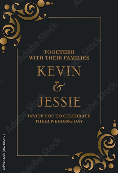 Fototapeta Elegant wedding invitation with pattern motif
