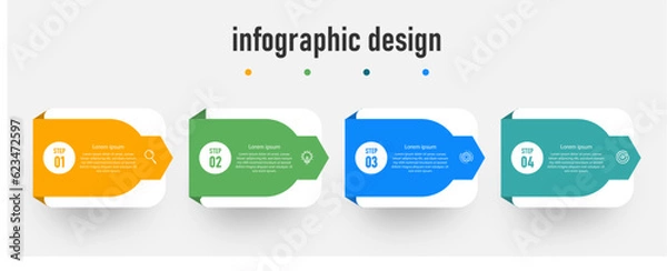 Fototapeta infographic design presentation business infographic template with 4 options. can be used for workflow diagram, info chart, web design. vector illustration.
