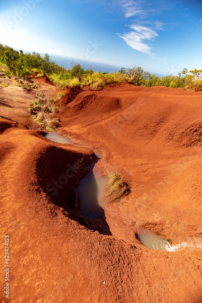 Obraz Rote Erde mit Wasserfall