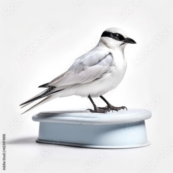 Fototapeta Gull-billed tern bird isolated on white. Generative AI