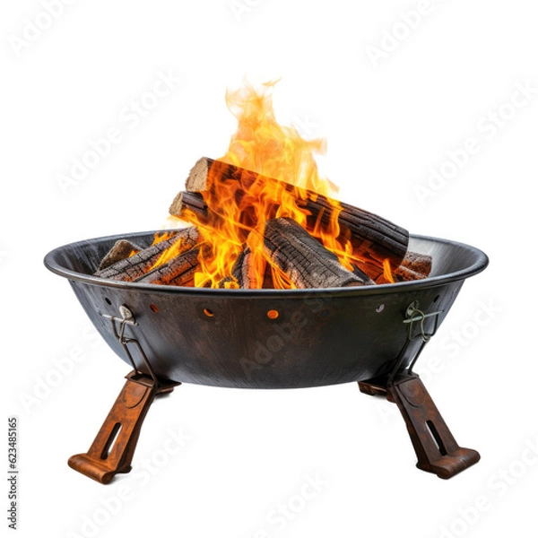 Fototapeta Camping fire pit tripod isolated on transparent background. Generative AI