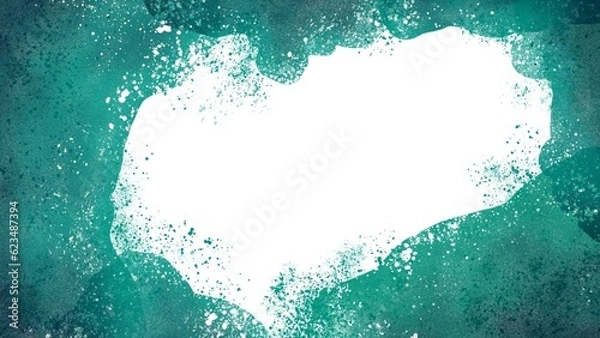 Fototapeta Drawn watercolor decorative turquoise background with chaotic spatter spots.