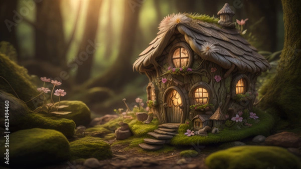Fototapeta fairy house forest background