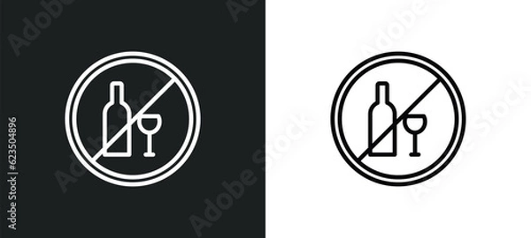 Fototapeta no alcohol icon isolated in white and black colors. no alcohol outline vector icon from signs collection for web, mobile apps and ui.