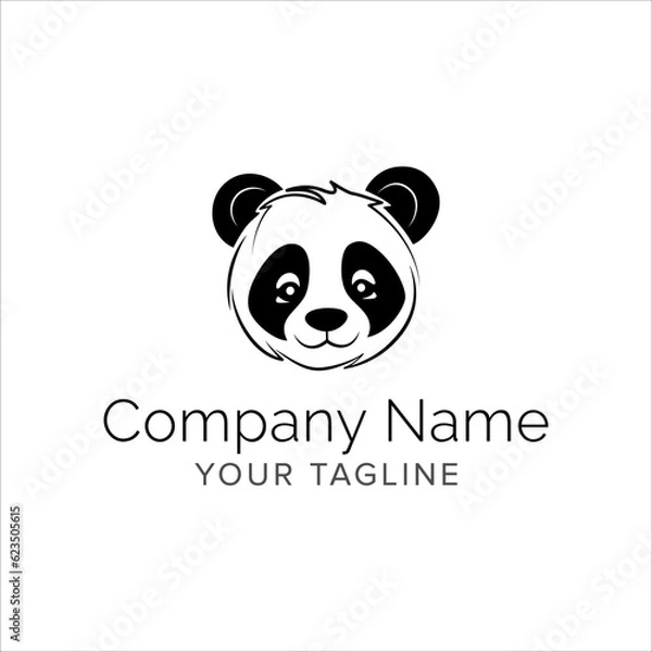 Obraz panda line art logo design. Simple modern minimalist animal logo illustration vector.