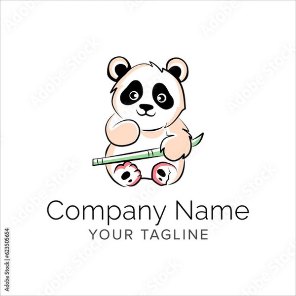 Obraz panda line art logo design. Simple modern minimalist animal logo illustration vector.