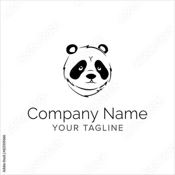 Fototapeta panda line art logo design. Simple modern minimalist animal logo illustration vector.
