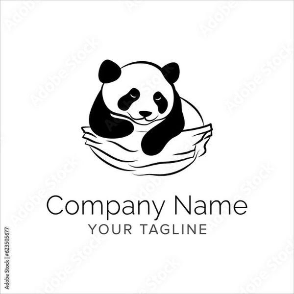 Obraz panda line art logo design. Simple modern minimalist animal logo illustration vector.