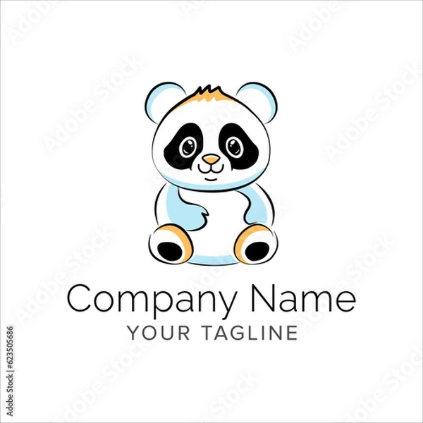 Obraz panda line art logo design. Simple modern minimalist animal logo illustration vector.