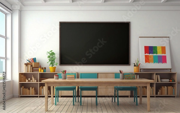 Obraz Front view of chalkboard mockup template 3d design