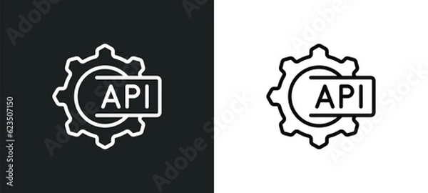 Fototapeta api icon isolated in white and black colors. api outline vector icon from programming collection for web, mobile apps and ui.