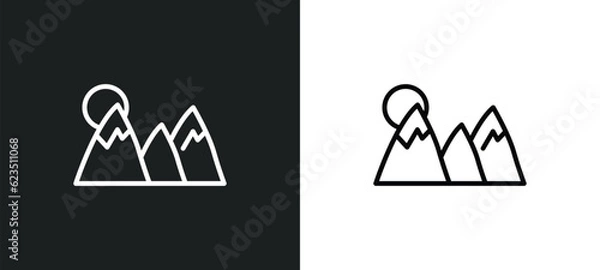 Fototapeta mountain pse icon isolated in white and black colors. mountain pse outline vector icon from nature collection for web, mobile apps and ui.