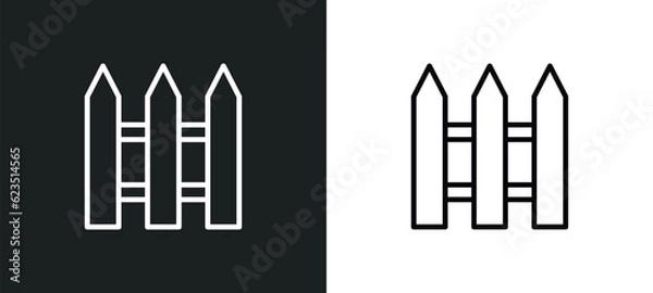 Fototapeta wooden fence icon isolated in white and black colors. wooden fence outline vector icon from general collection for web, mobile apps and ui.