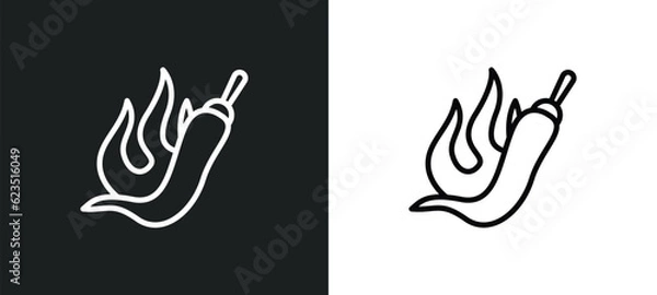 Fototapeta hot pepper icon isolated in white and black colors. hot pepper outline vector icon from food collection for web, mobile apps and ui.