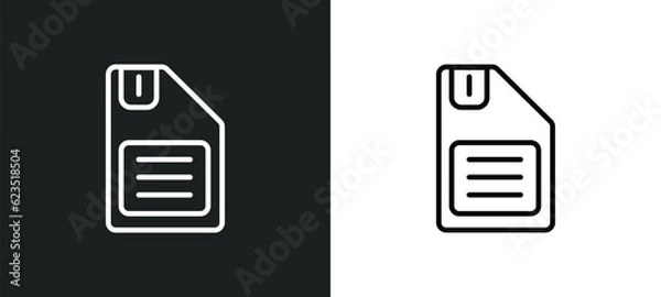 Fototapeta floppy icon isolated in white and black colors. floppy outline vector icon from electronic devices collection for web, mobile apps and ui.