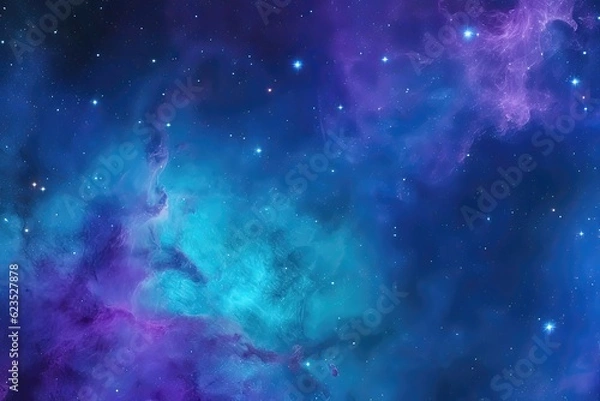 Fototapeta Galaxies and nebula throughout the cosmos. Blue starry abstract space background.