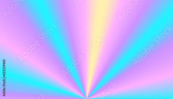 Fototapeta Rainbow holographic background, of pink, blue, yellow rays of light.
