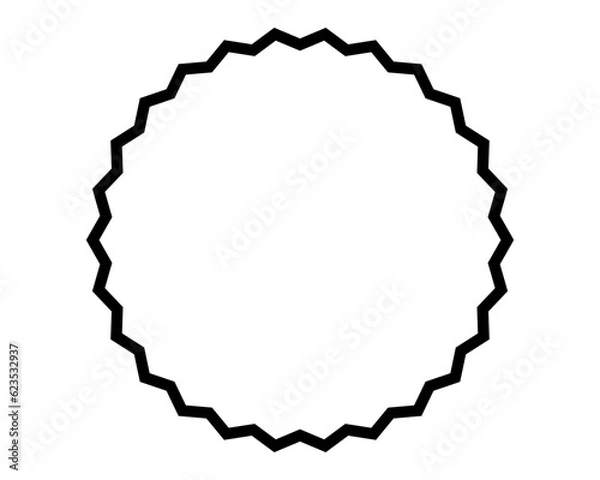 Obraz Circle frame. Spiky round shape. Vector line design element.
