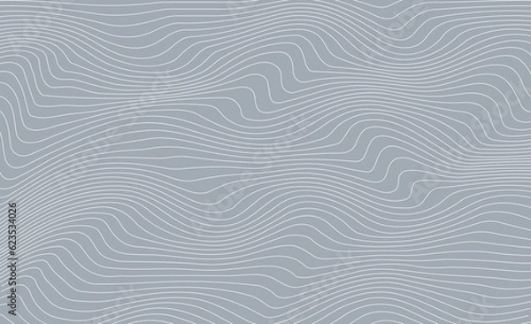 Fototapeta Abstract background with wavy lines. Gray and white vector pattern.